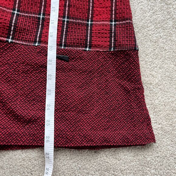 Ali Miles Tunic Top Small Plaid Wire Collar 3/4 Cinched Oversized Red Lagenlook - Picture 6 of 7